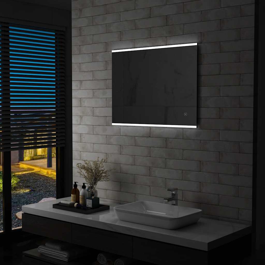 vidaXL Стенно LED огледало за баня с тъч сензор 80x60 см