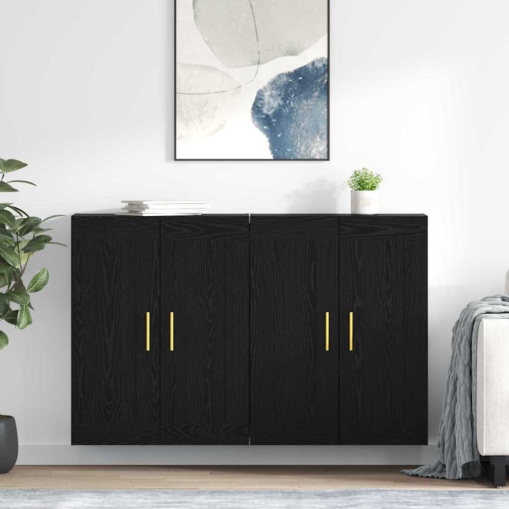 vidaXL Стенно монтиран шкаф 2 бр. Черния дъб 695 x 34 x 90 см