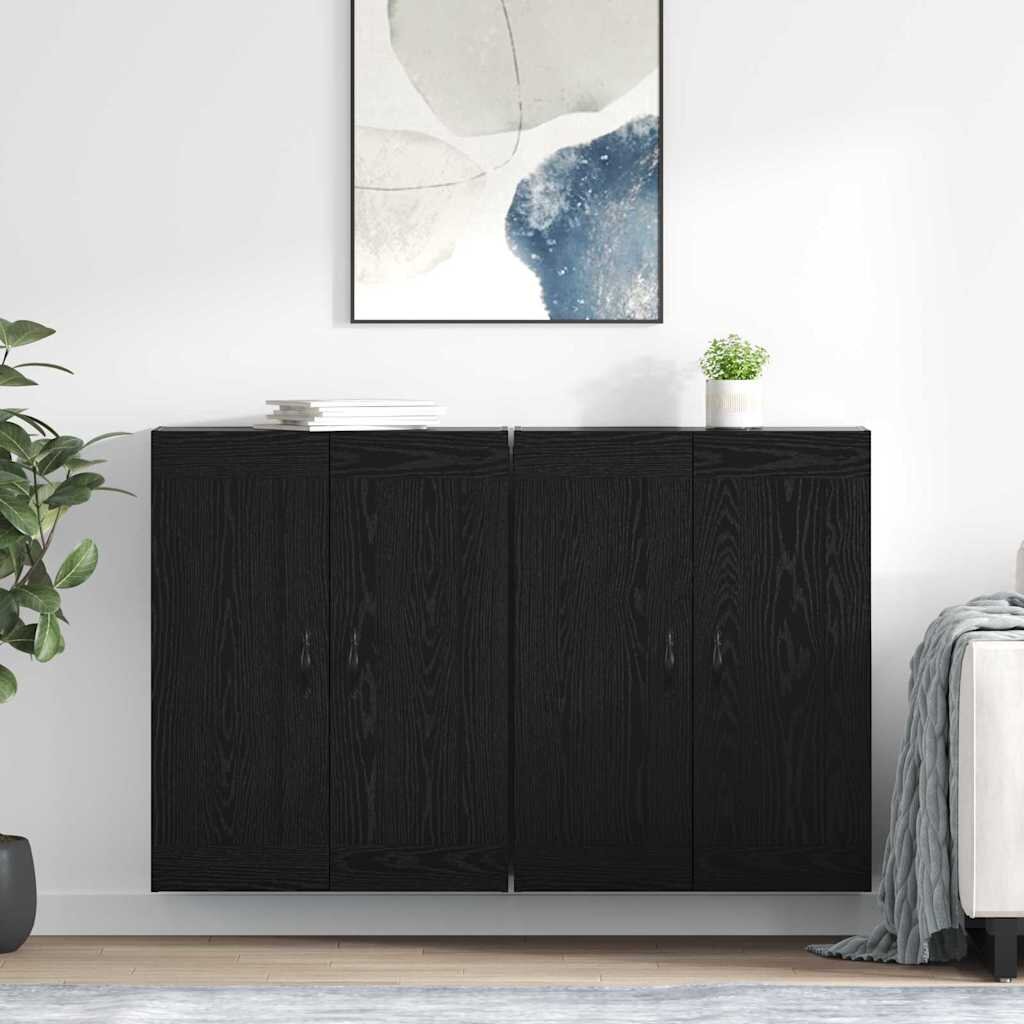 vidaXL Стенно монтиран шкаф 2 бр. Черния дъб 695 x 34 x 90 см