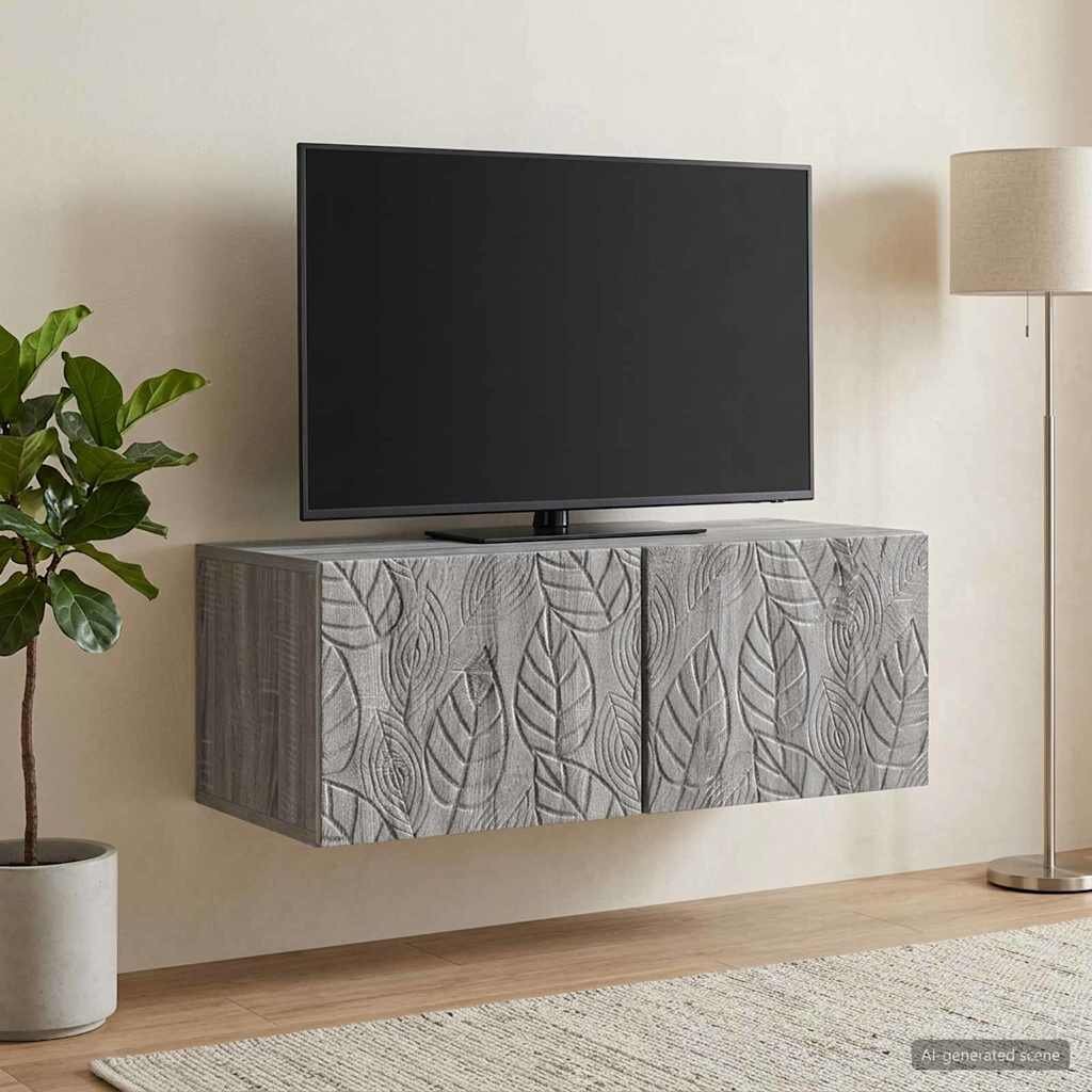 vidaXL Стенно монтиран ТВ шкаф 595 x 31 см Сив Сонома