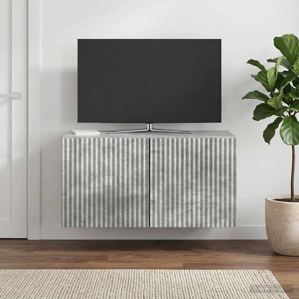 vidaXL Стенно монтиран ТВ шкаф 595 x 31 x 30 см Бетонно сиво