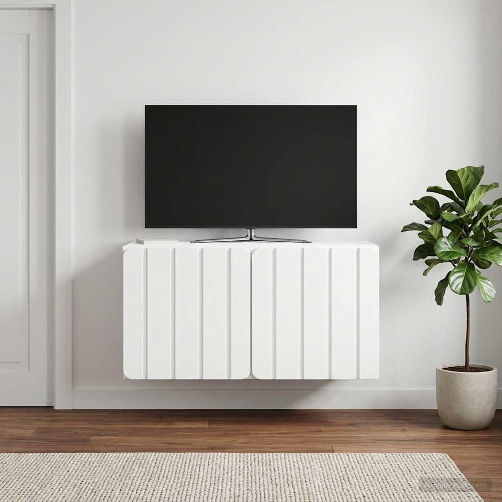 vidaXL Стенно монтиран ТВ шкаф 595 x 31 x 30 см Бяло