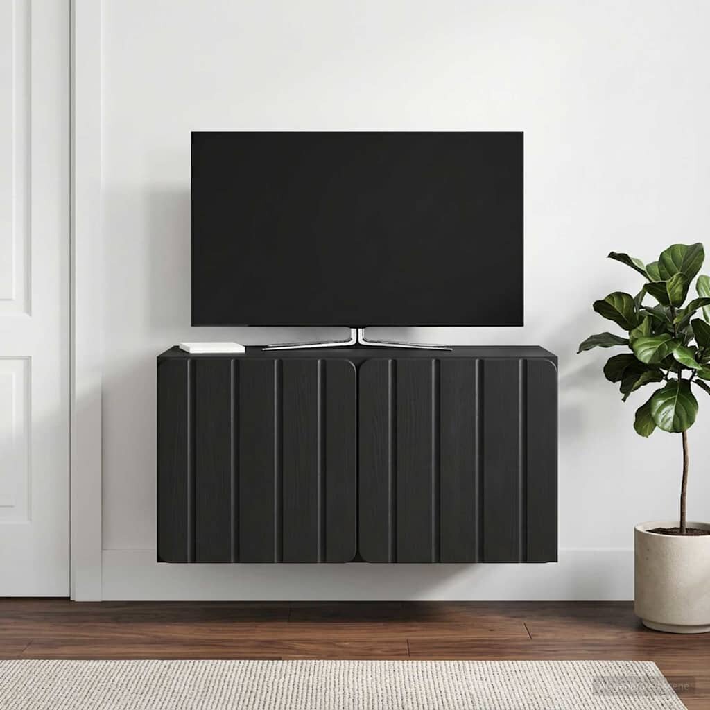 vidaXL Стенно монтиран ТВ шкаф 595 x 31 x 30 см Черно