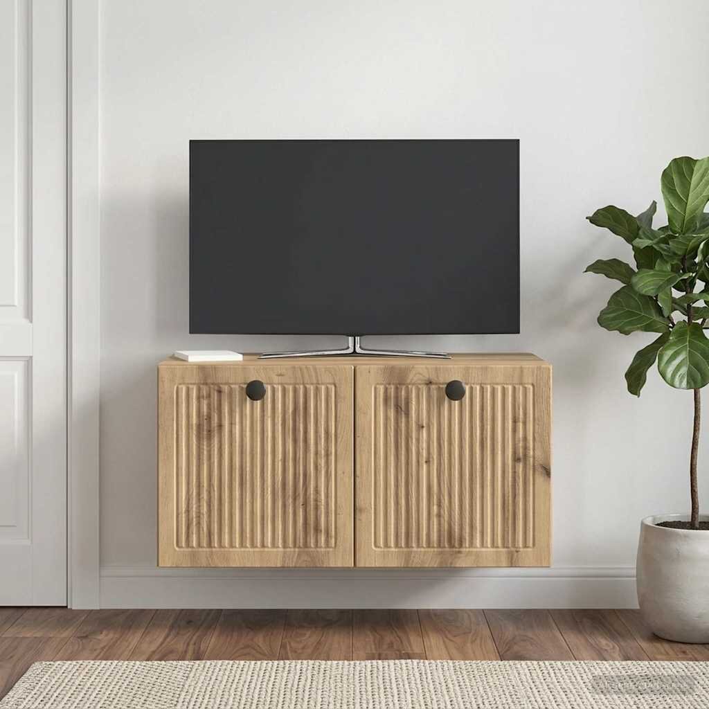 vidaXL Стенно монтиран ТВ шкаф 595 x 31 x 30 см Дъб артизан