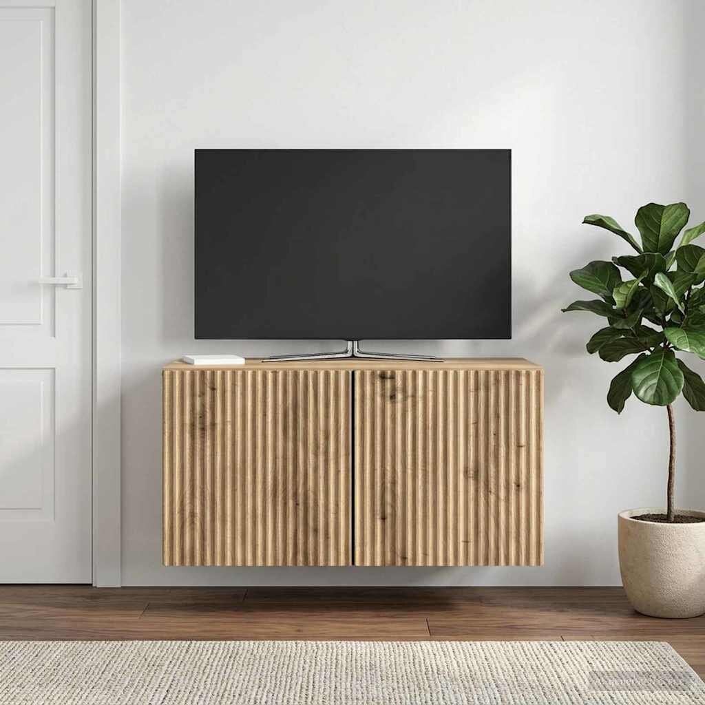 vidaXL Стенно монтиран ТВ шкаф 595 x 31 x 30 см Дъб артизан
