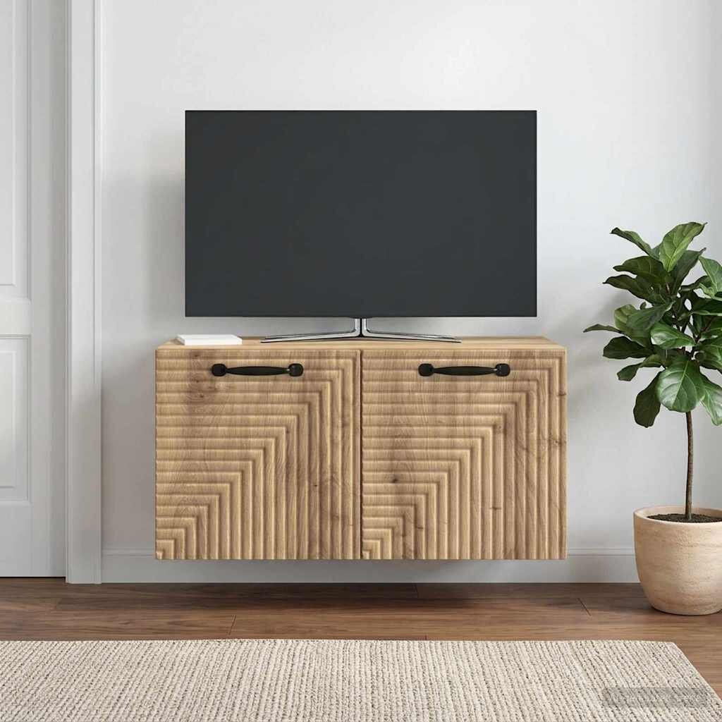 vidaXL Стенно монтиран ТВ шкаф 595 x 31 x 30 см Дъб артизан