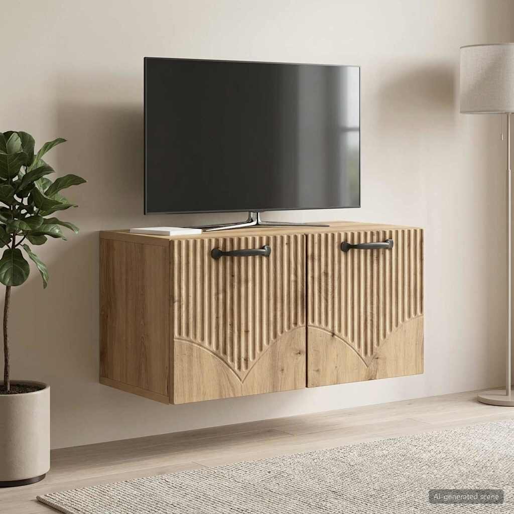 vidaXL Стенно монтиран ТВ шкаф 595 x 31 x 30 см Дъб артизан