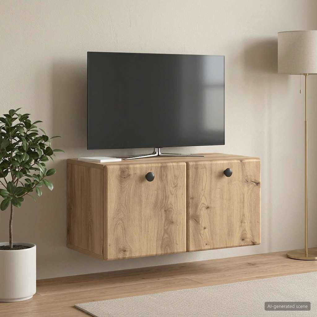 vidaXL Стенно монтиран ТВ шкаф 595 x 31 x 30 см Дъб артизан