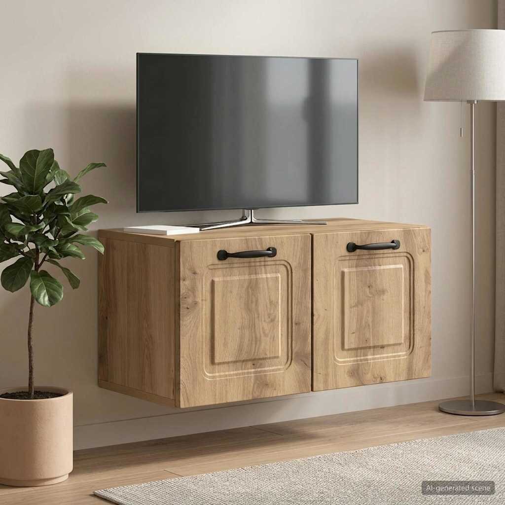 vidaXL Стенно монтиран ТВ шкаф 595 x 31 x 30 см Дъб артизан