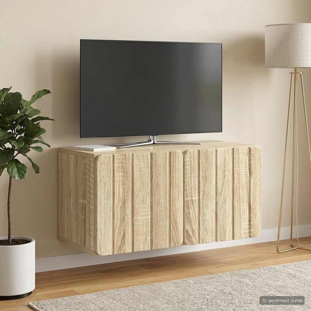 vidaXL Стенно монтиран ТВ шкаф 595 x 31 x 30 см Дъб сонома
