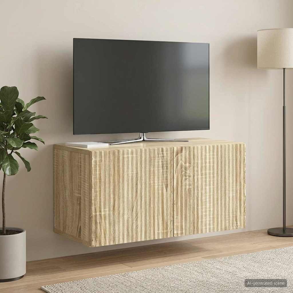 vidaXL Стенно монтиран ТВ шкаф 595 x 31 x 30 см Дъб сонома