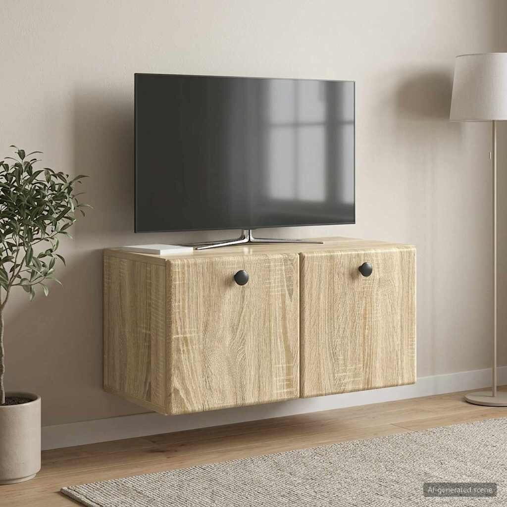 vidaXL Стенно монтиран ТВ шкаф 595 x 31 x 30 см Дъб сонома