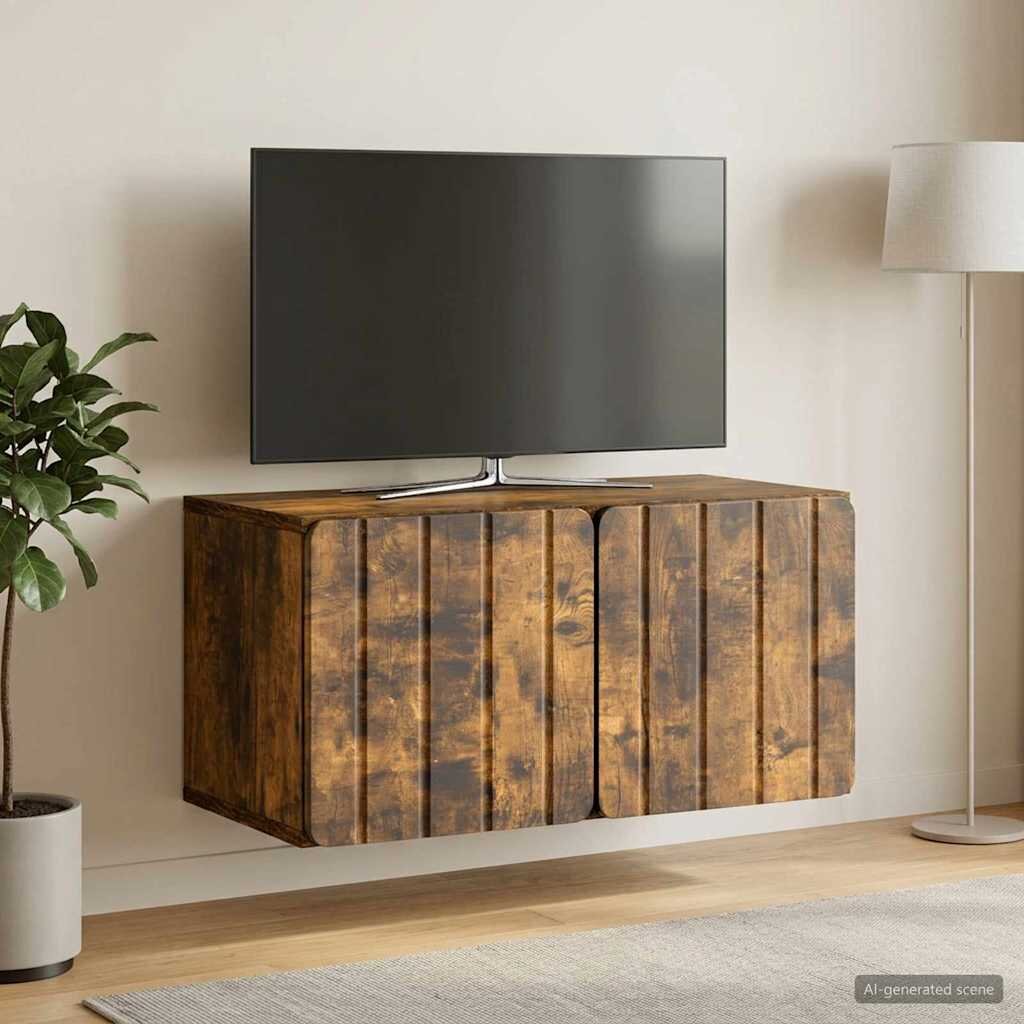 vidaXL Стенно монтиран ТВ шкаф 595 x 31 x 30 см Опушен дъб