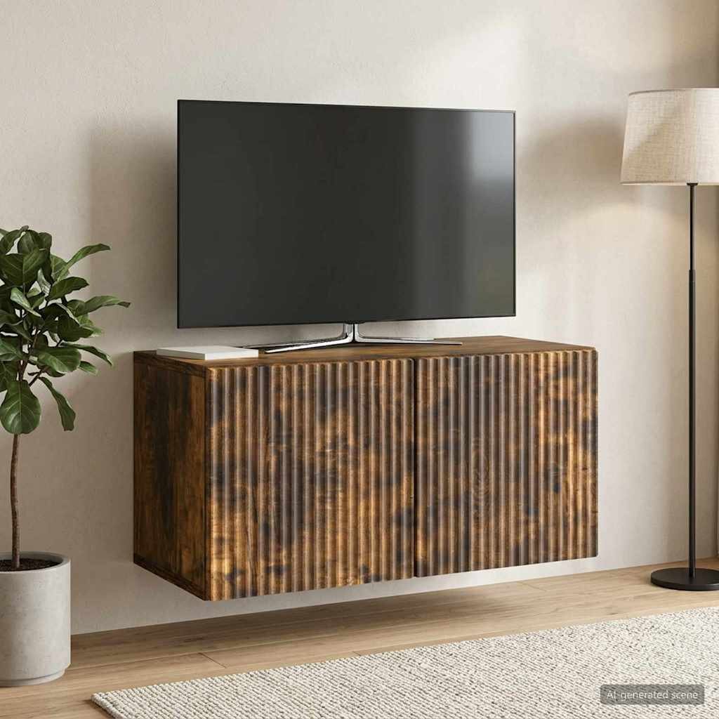 vidaXL Стенно монтиран ТВ шкаф 595 x 31 x 30 см Опушен дъб