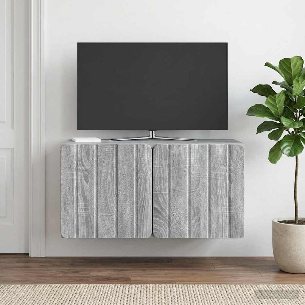 vidaXL Стенно монтиран ТВ шкаф 595 x 31 x 30 см Сив Сонома