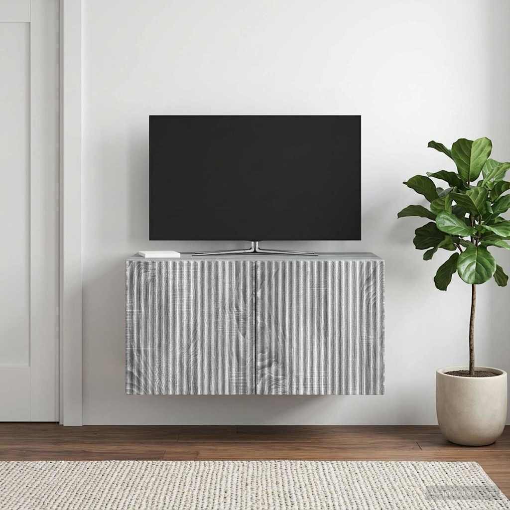 vidaXL Стенно монтиран ТВ шкаф 595 x 31 x 30 см Сива сонома
