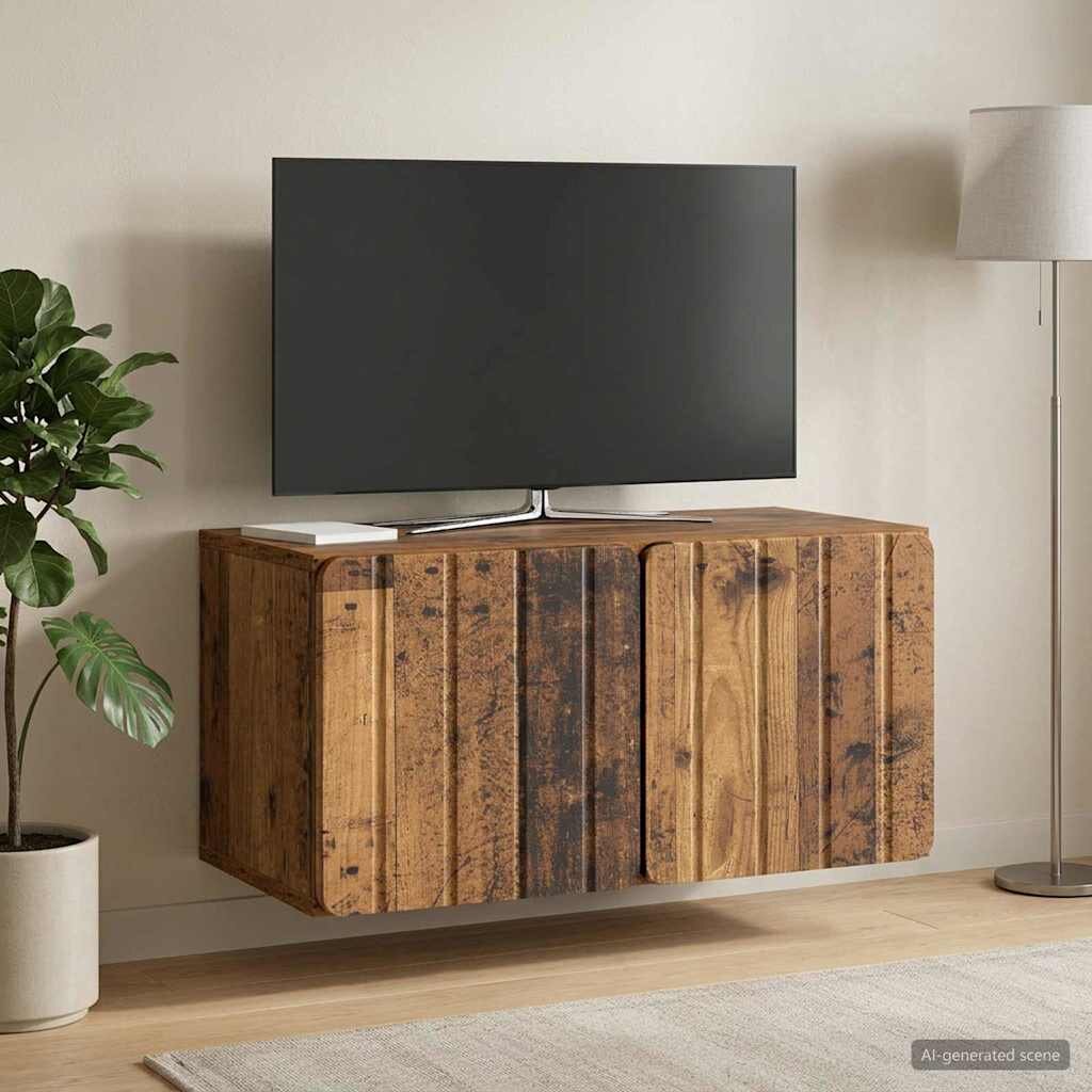 vidaXL Стенно монтиран ТВ шкаф 595 x 31 x 30 см Старо дърво