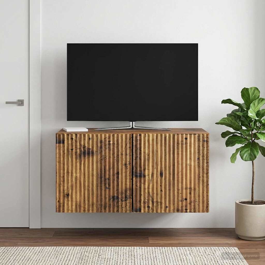 vidaXL Стенно монтиран ТВ шкаф 595 x 31 x 30 см Старо дърво