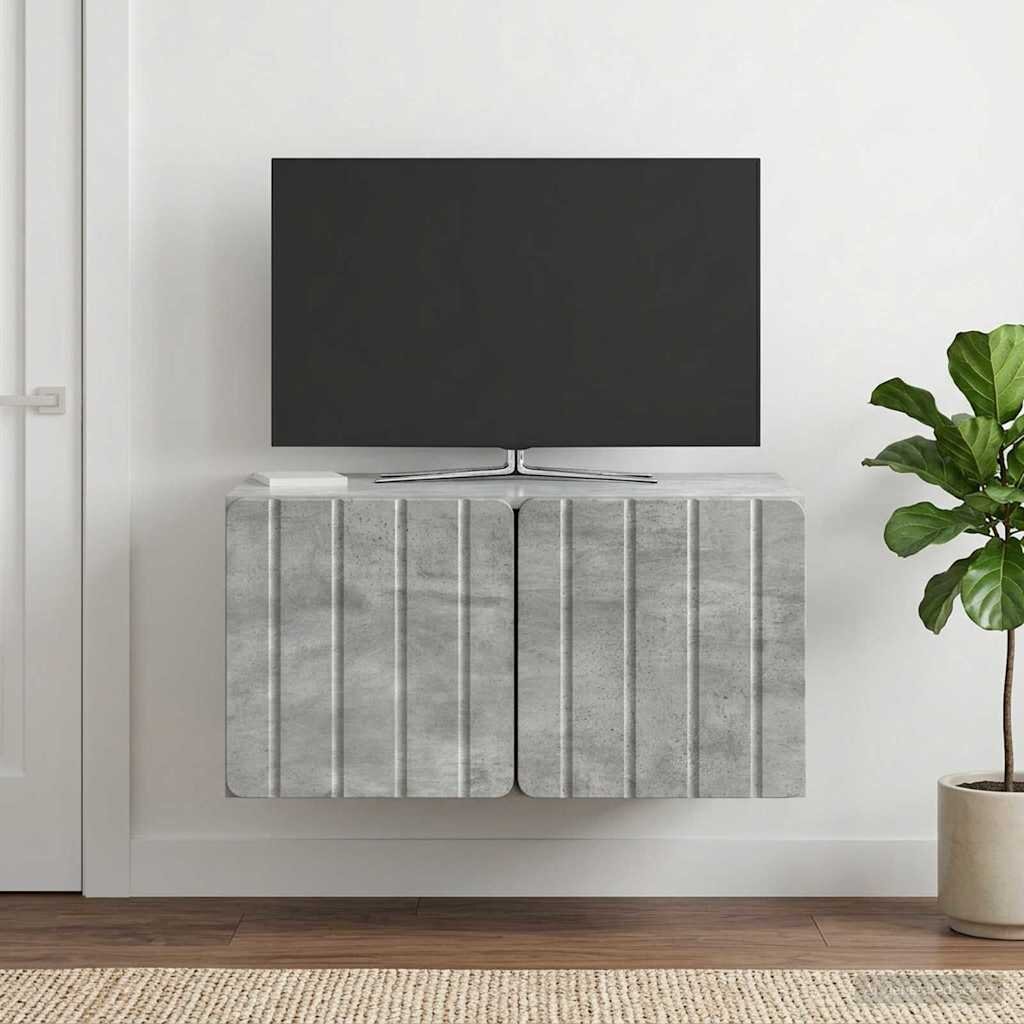 vidaXL Стенно монтиран ТВ шкаф 595 x 41 x 30 см Бетонно сиво