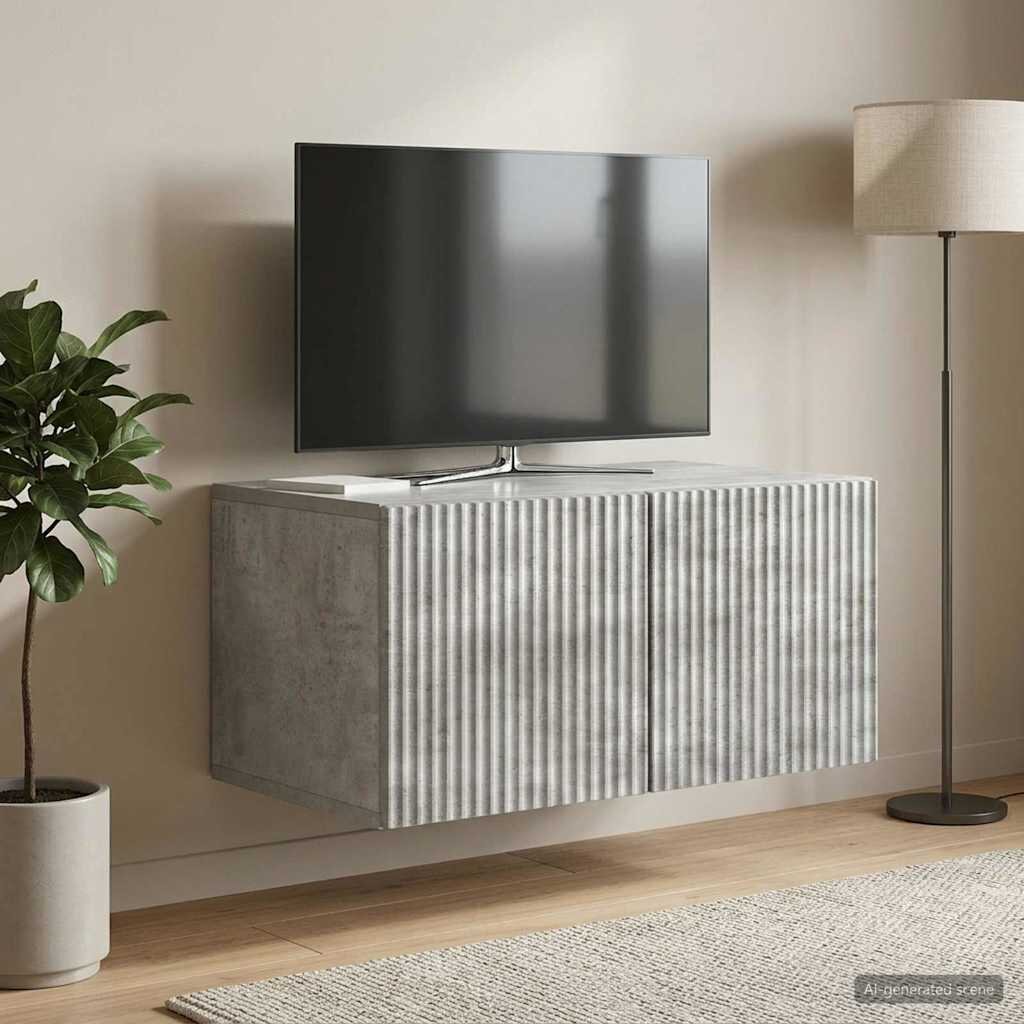 vidaXL Стенно монтиран ТВ шкаф 595 x 41 x 30 см Бетонно сиво