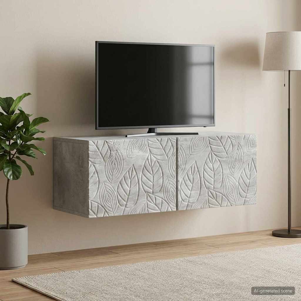 vidaXL Стенно монтиран ТВ шкаф 595 x 41 x 30 см Бетонно сиво
