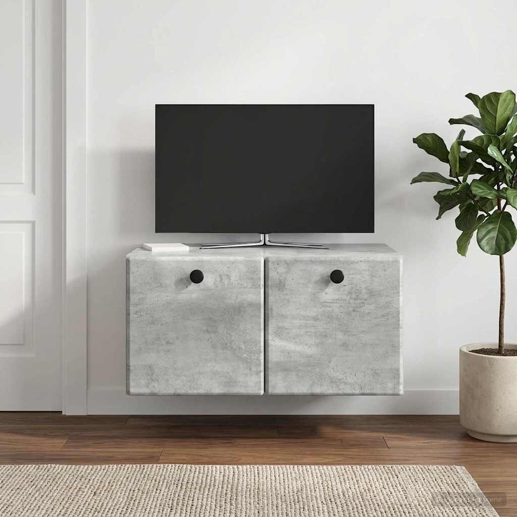 vidaXL Стенно монтиран ТВ шкаф 595 x 41 x 30 см Бетонно сиво