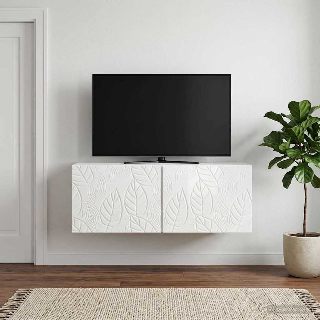vidaXL Стенно монтиран ТВ шкаф 595 x 41 x 30 см Бял гланц