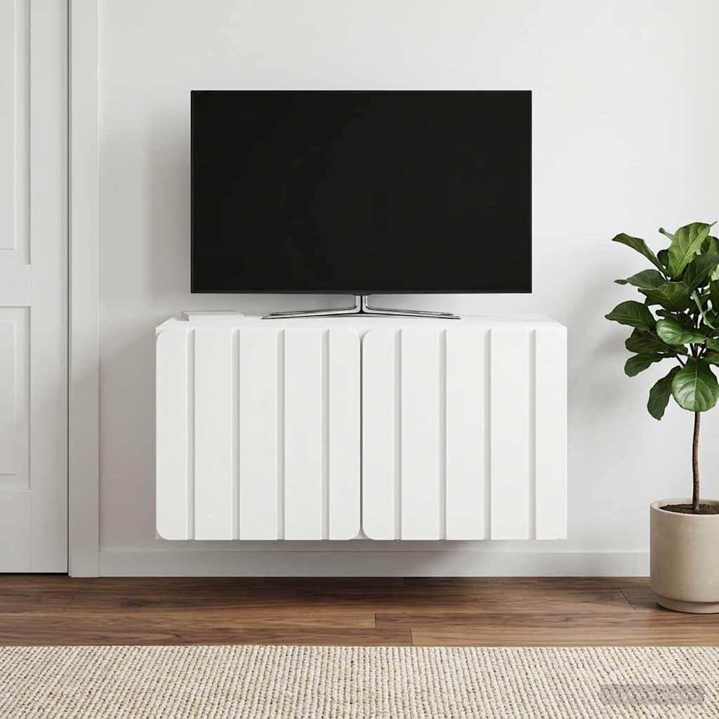 vidaXL Стенно монтиран ТВ шкаф 595 x 41 x 30 см Бяло