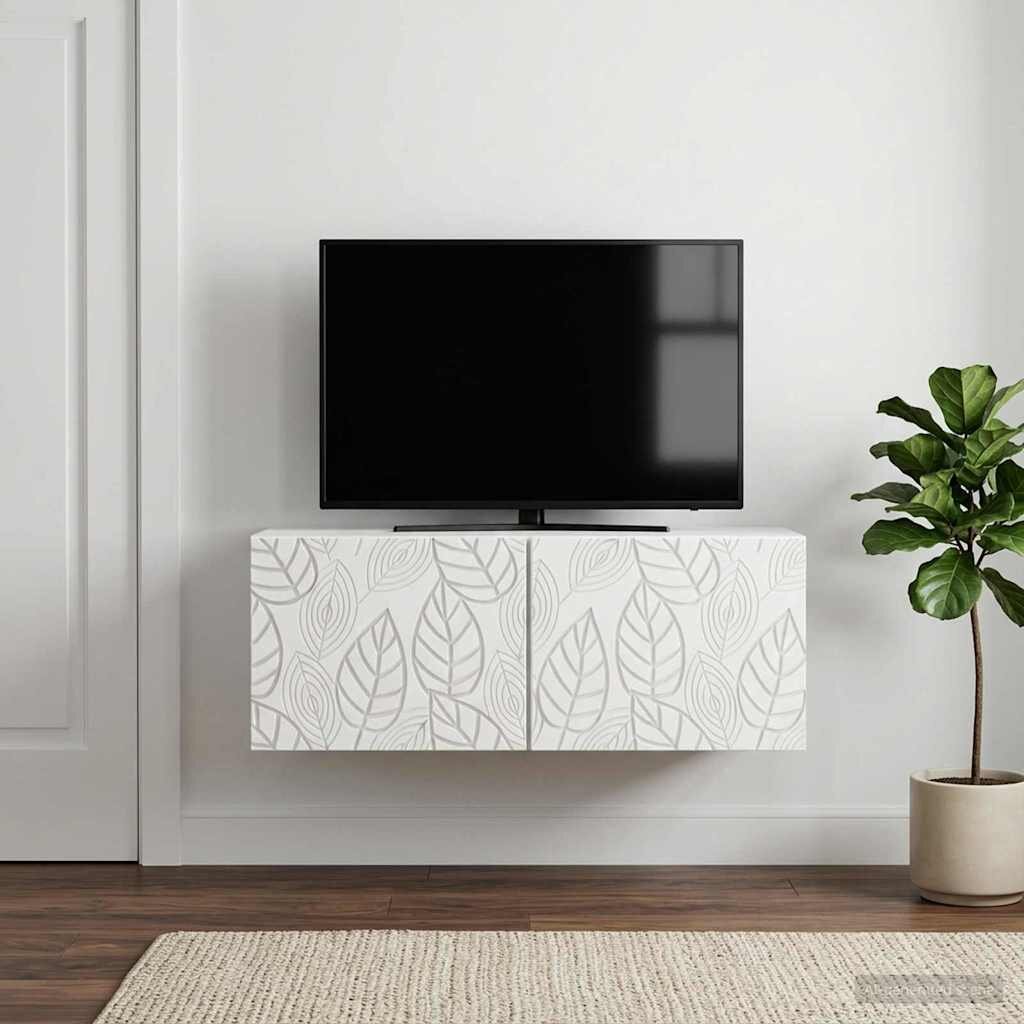 vidaXL Стенно монтиран ТВ шкаф 595 x 41 x 30 см Бяло