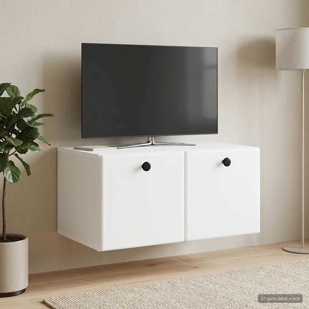 vidaXL Стенно монтиран ТВ шкаф 595 x 41 x 30 см Бяло