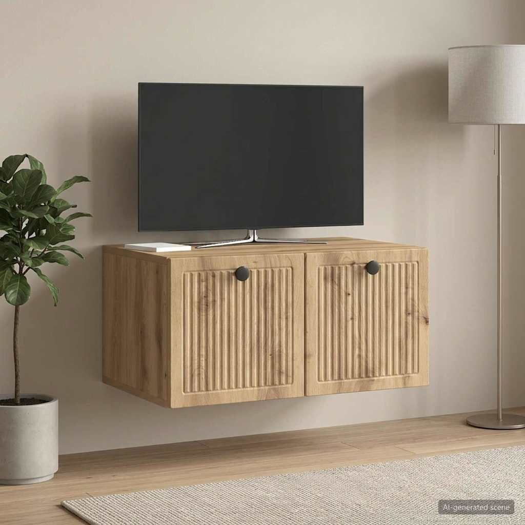 vidaXL Стенно монтиран ТВ шкаф 595 x 41 x 30 см Дъб артизан