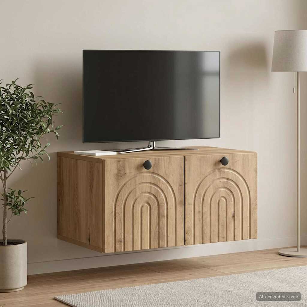 vidaXL Стенно монтиран ТВ шкаф 595 x 41 x 30 см Дъб артизан