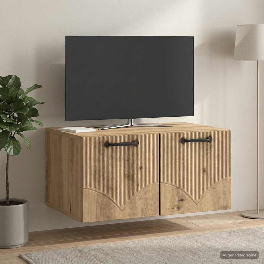 vidaXL Стенно монтиран ТВ шкаф 595 x 41 x 30 см Дъб артизан