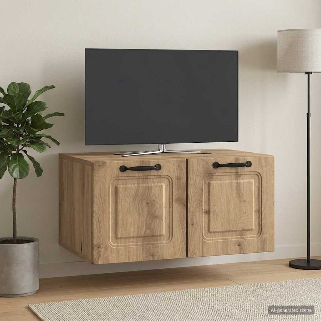 vidaXL Стенно монтиран ТВ шкаф 595 x 41 x 30 см Дъб артизан