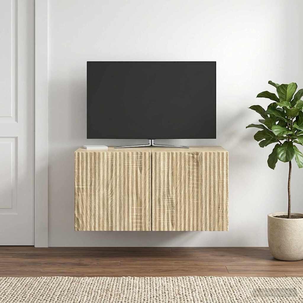 vidaXL Стенно монтиран ТВ шкаф 595 x 41 x 30 см Дъб сонома