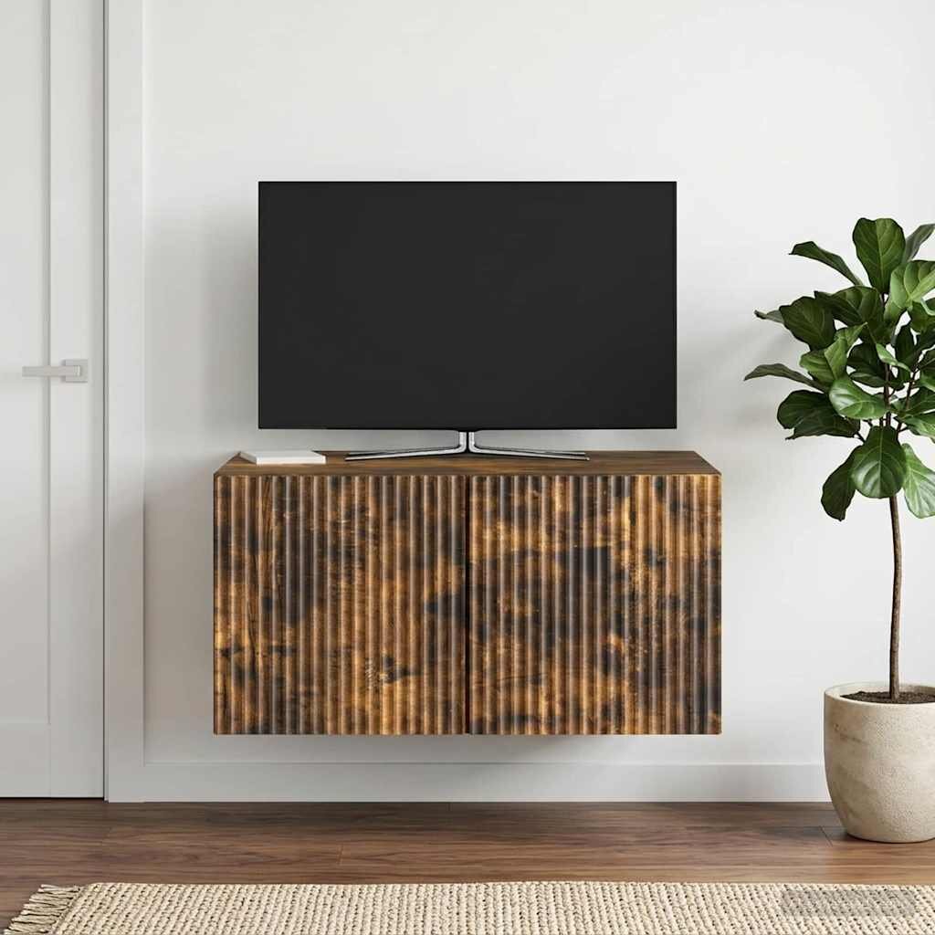 vidaXL Стенно монтиран ТВ шкаф 595 x 41 x 30 см Опушен дъб