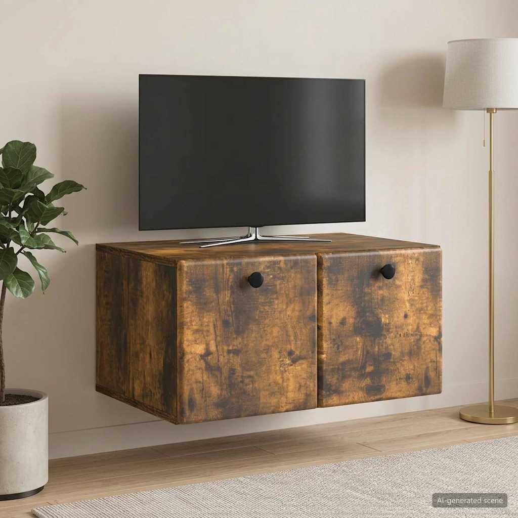 vidaXL Стенно монтиран ТВ шкаф 595 x 41 x 30 см Опушен дъб