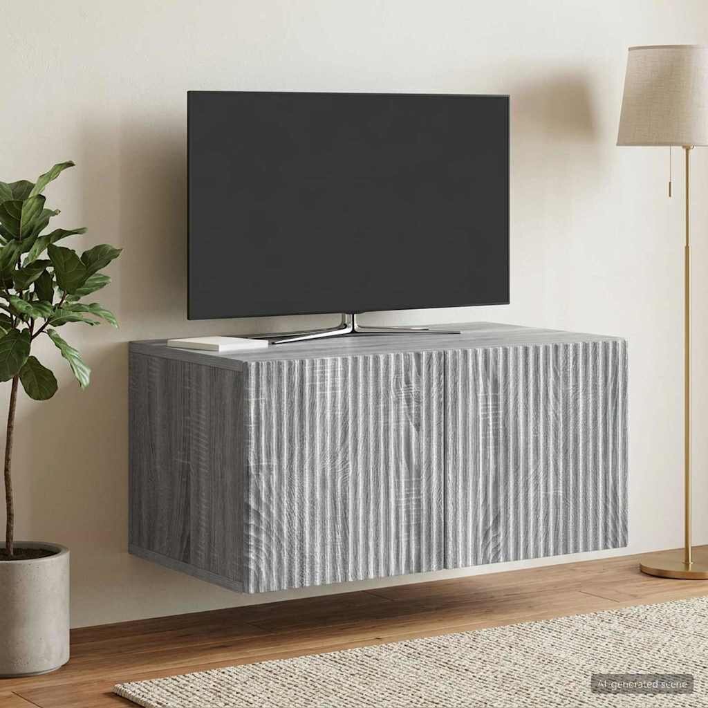 vidaXL Стенно монтиран ТВ шкаф 595 x 41 x 30 см Сива сонома