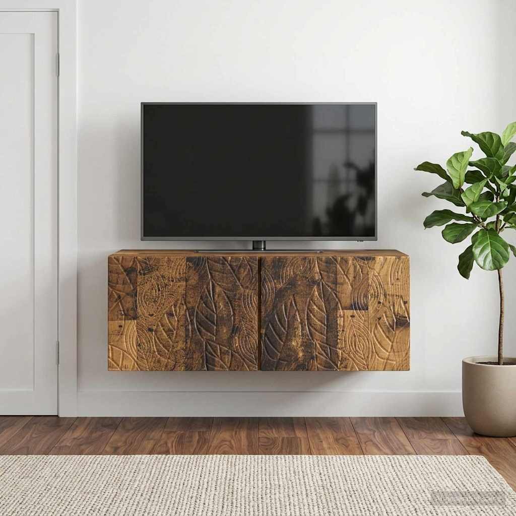vidaXL Стенно монтиран ТВ шкаф 595 x 41 x 30 см Старо дърво