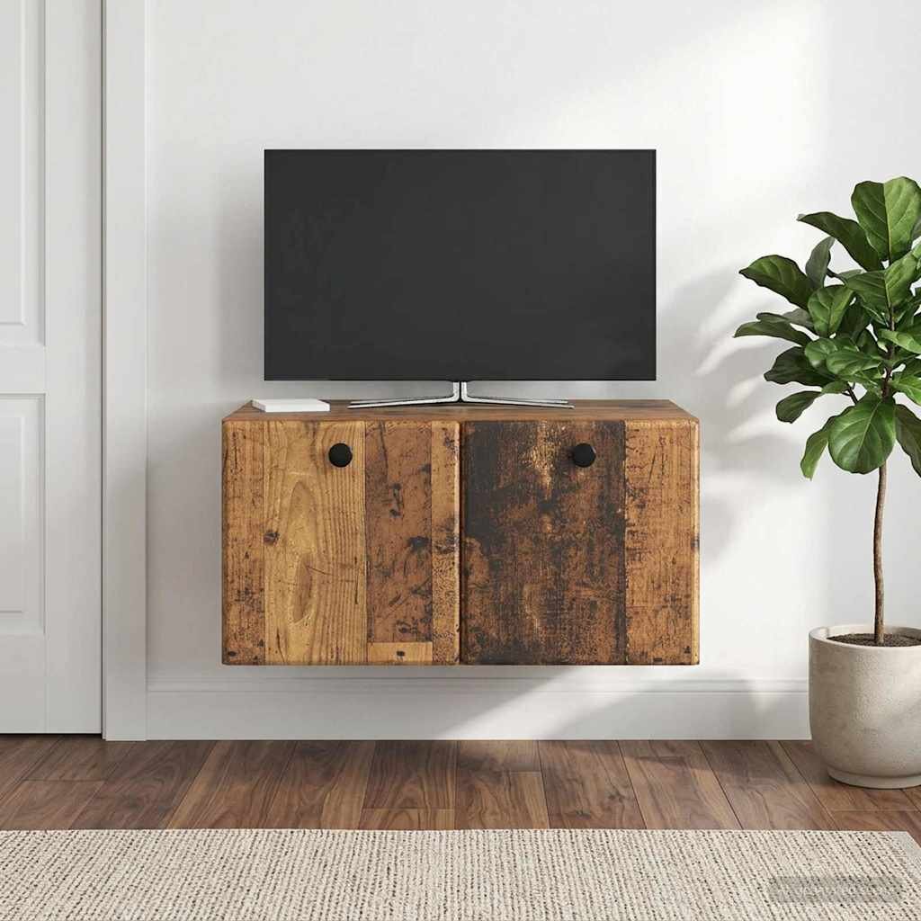 vidaXL Стенно монтиран ТВ шкаф 595 x 41 x 30 см Старо дърво