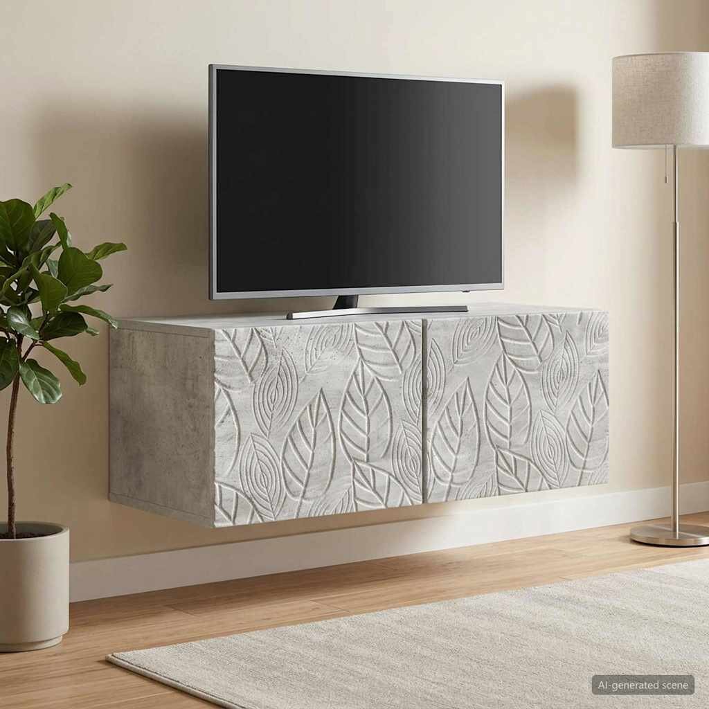 vidaXL Стенно монтиран ТВ шкаф 785 x 31 см Бетонно сиво