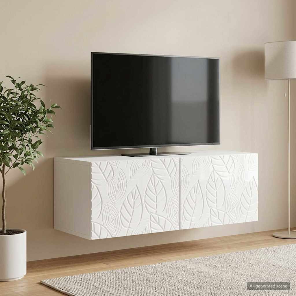vidaXL Стенно монтиран ТВ шкаф 785 x 31 см Бял гланц