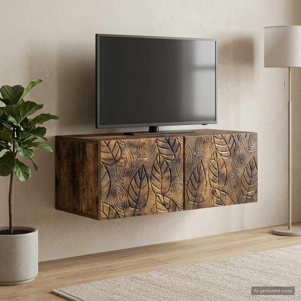 vidaXL Стенно монтиран ТВ шкаф 785 x 31 см Опушен дъб