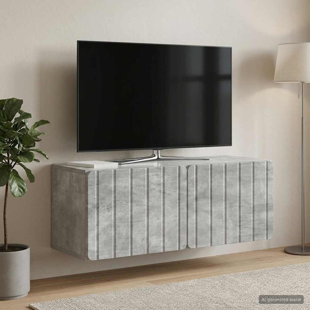 vidaXL Стенно монтиран ТВ шкаф 785 x 31 x 30 см Бетонно сиво
