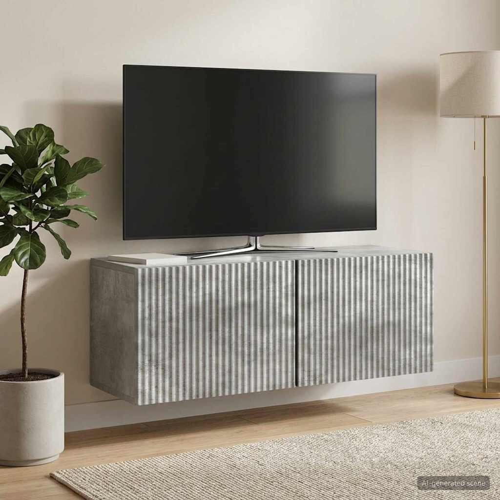vidaXL Стенно монтиран ТВ шкаф 785 x 31 x 30 см Бетонно сиво