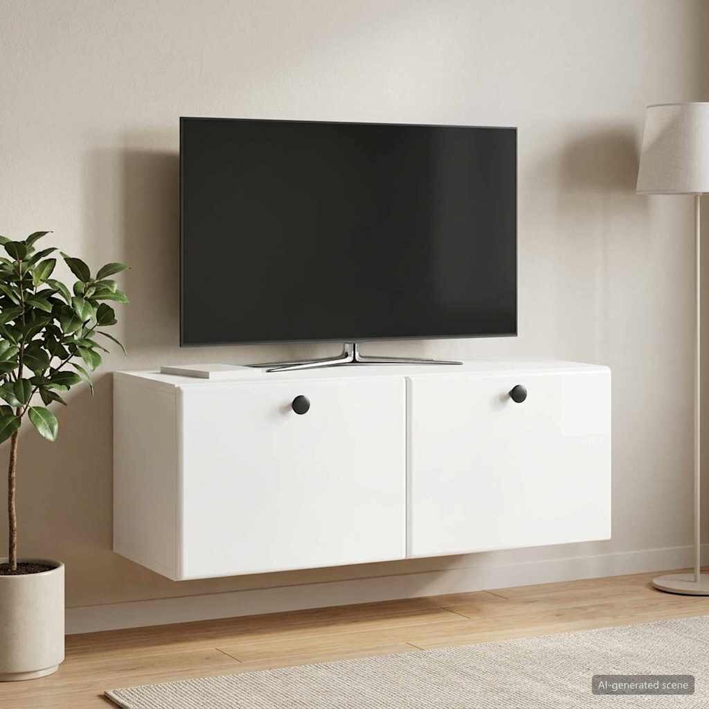 vidaXL Стенно монтиран ТВ шкаф 785 x 31 x 30 см Бял гланц