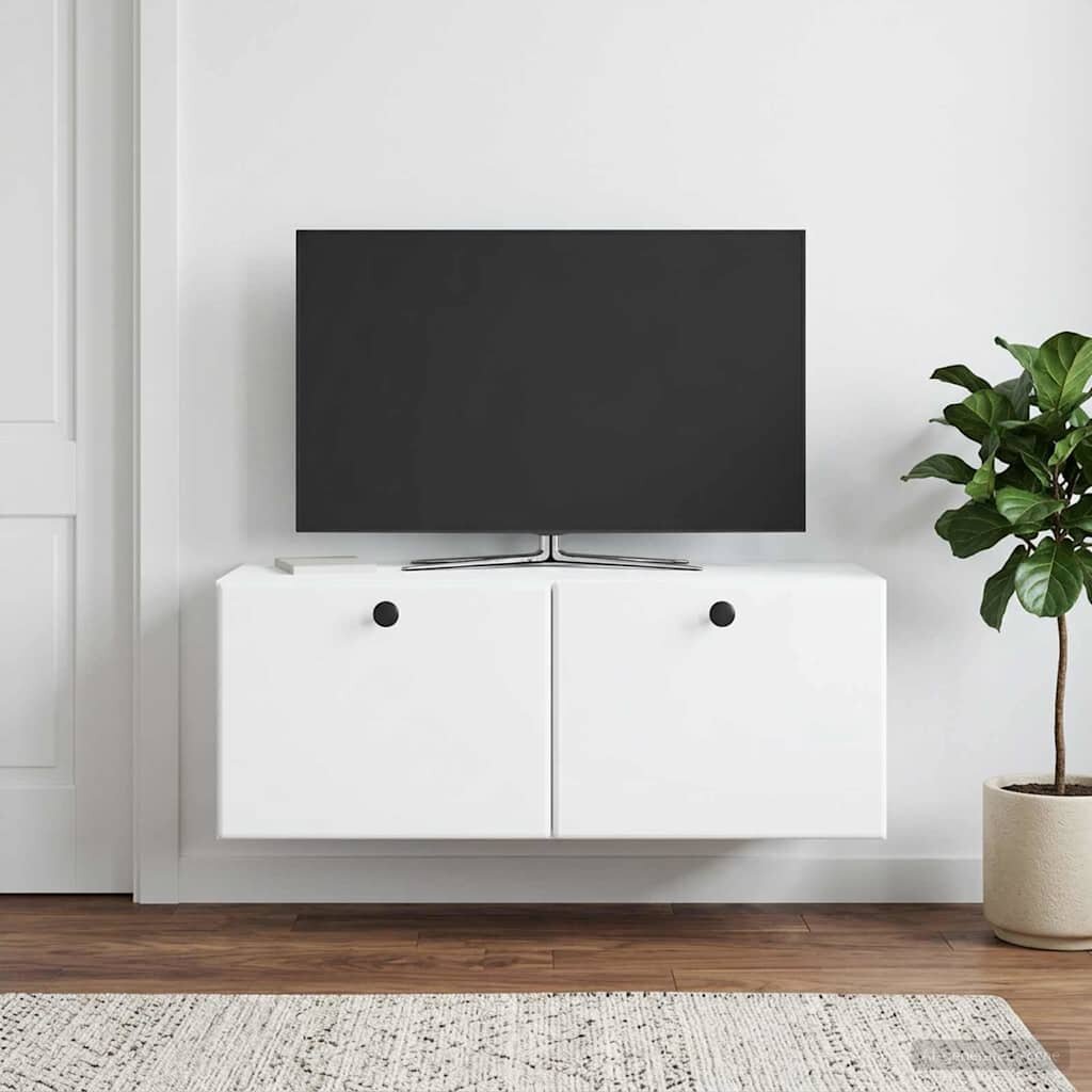 vidaXL Стенно монтиран ТВ шкаф 785 x 31 x 30 см Бяло