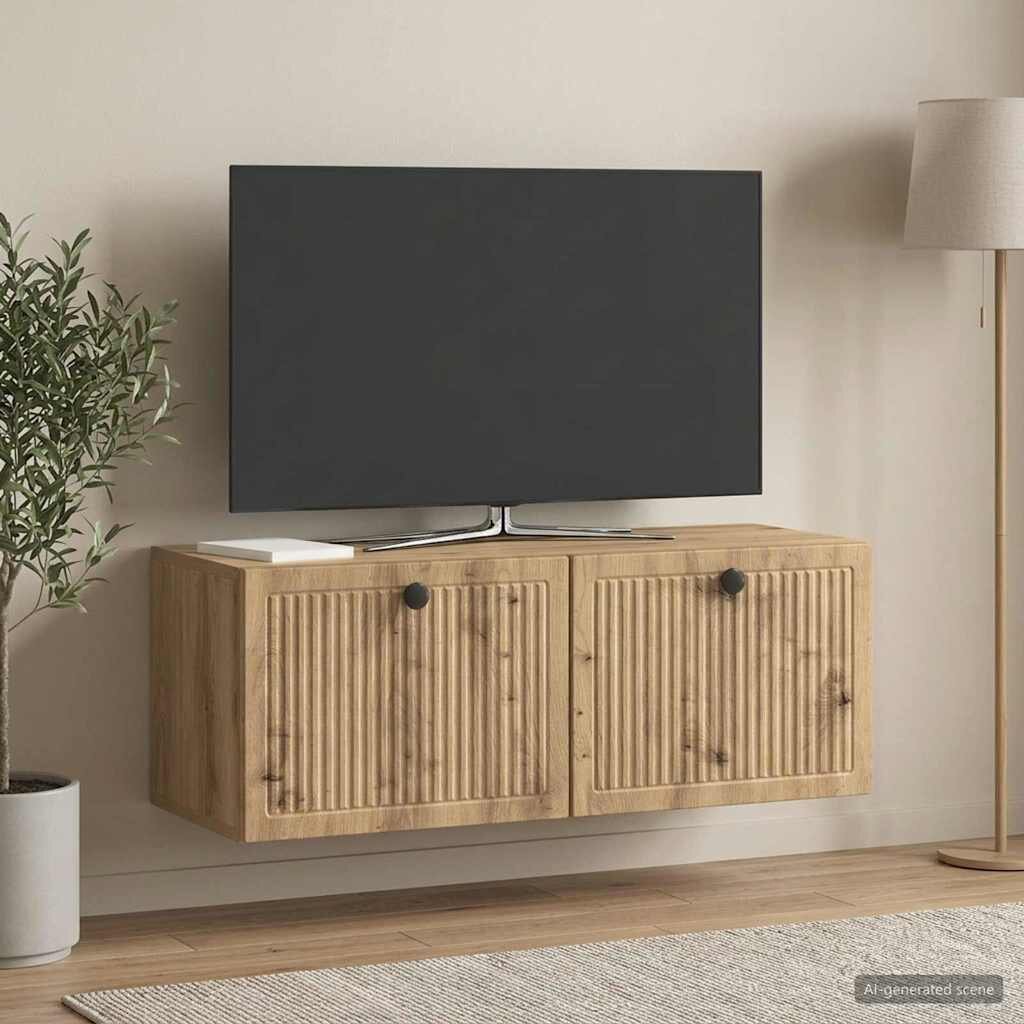 vidaXL Стенно монтиран ТВ шкаф 785 x 31 x 30 см Дъб артизан