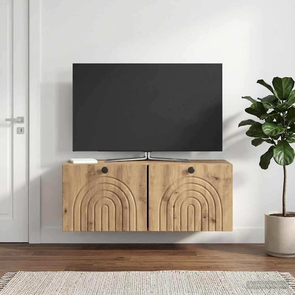 vidaXL Стенно монтиран ТВ шкаф 785 x 31 x 30 см Дъб артизан