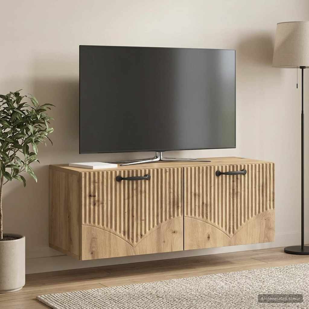 vidaXL Стенно монтиран ТВ шкаф 785 x 31 x 30 см Дъб артизан